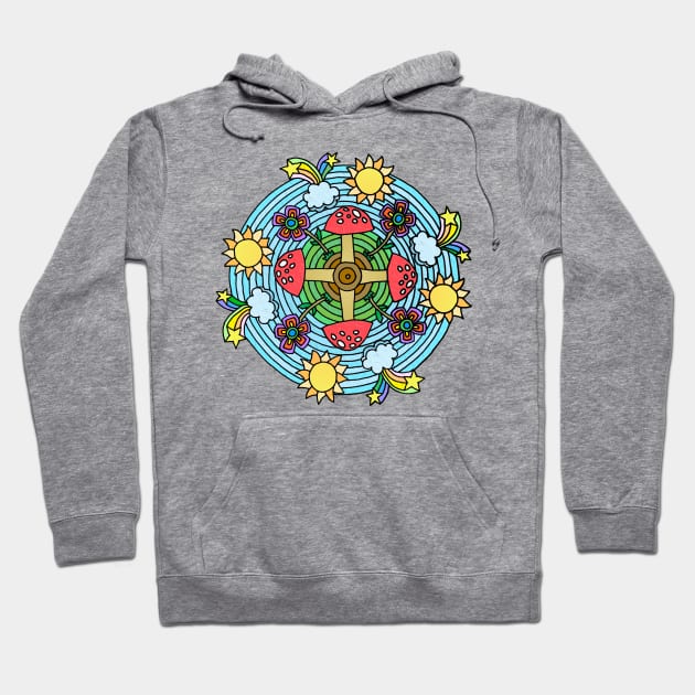 Mushroom & Rainbow Themed Mandala Hoodie by gorff